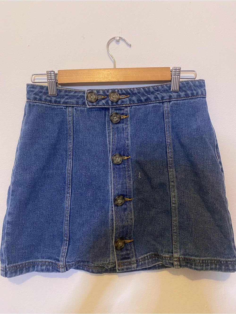PacSun Blue Button-Front Denim Mini Skirt